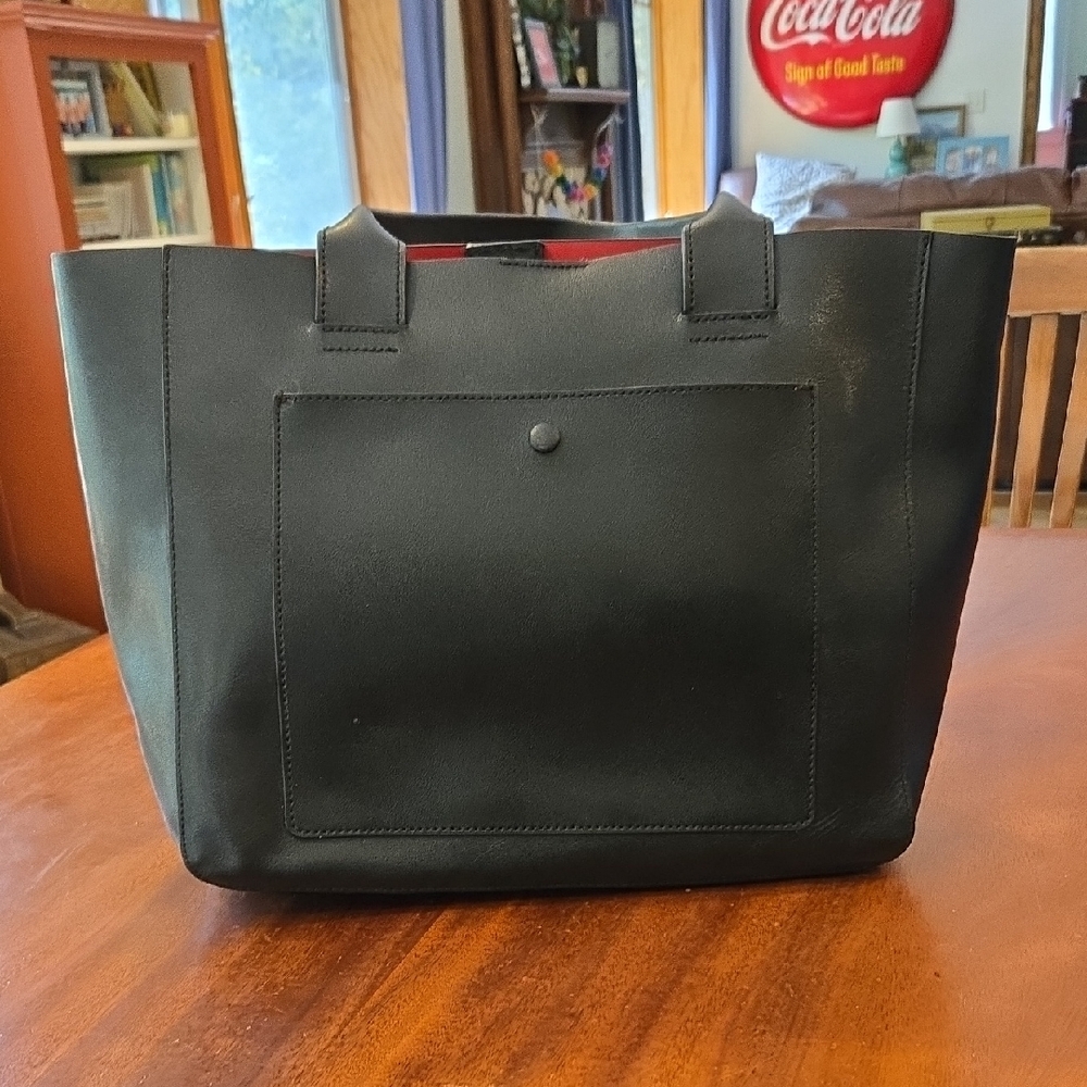 Banana Republic Black Leather Tote Laptop Work Ba… - image 4